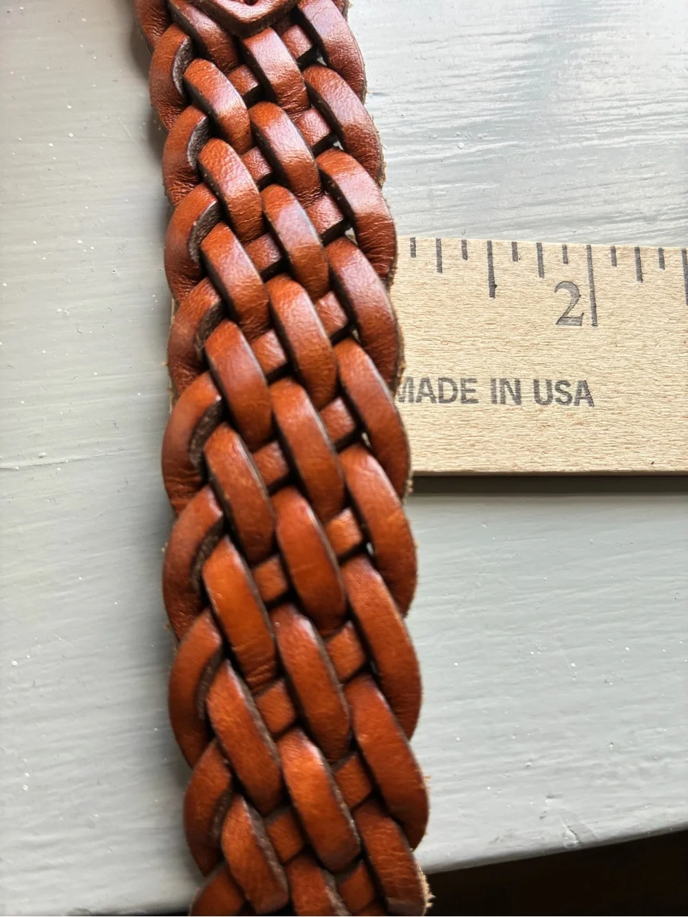 Turkish Collection Brown Braided Genuine Leather Belt Womens Sz L Brass Buckle